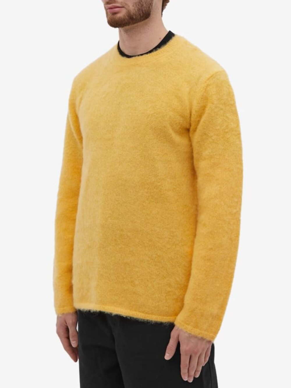 Men's Comme des Garcons Crewneck Sweater Brushed Mohair Yellow Wool